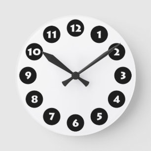12 Spots - Black and White Round Clock