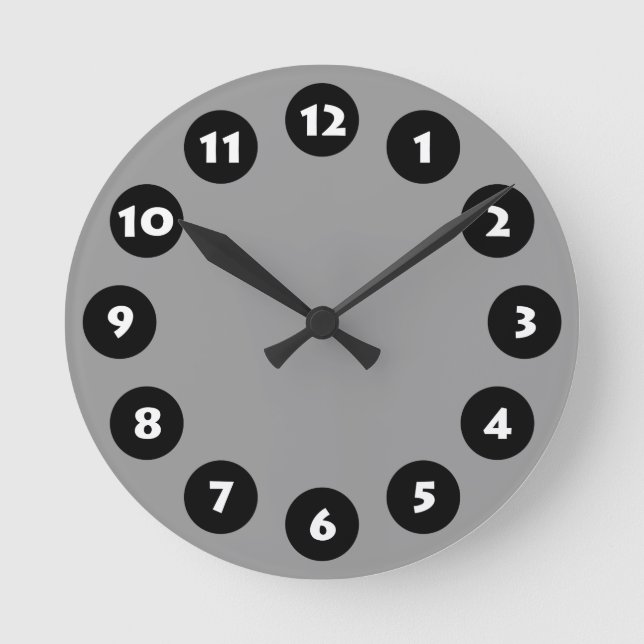 12 Spots - Black, White and Gray Round Clock (Front)