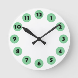 12 Spots - Black with Faded Green on White Round Clock