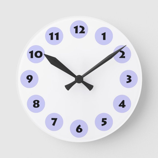 12 Spots - Black with Powder Blue on White Round Clock (Front)