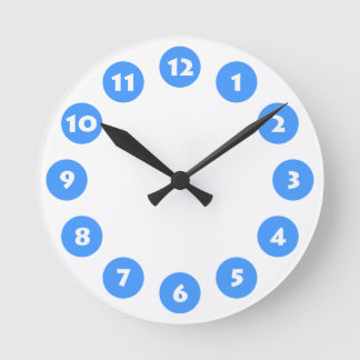 12 Spots - White with Baby Blue on White Round Clock