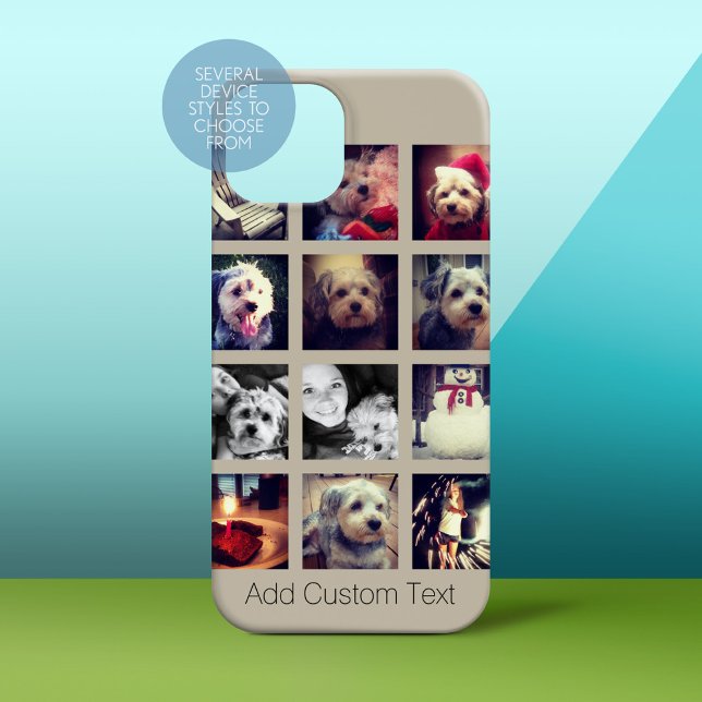 12 square photo collage with taupe background Case-Mate iPhone case (Personalized Phone Case)