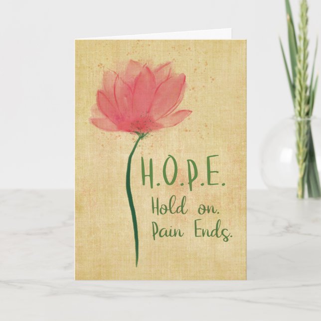 12 Step Addiction Recovery HOPE Watercolor Flower Card (Front)