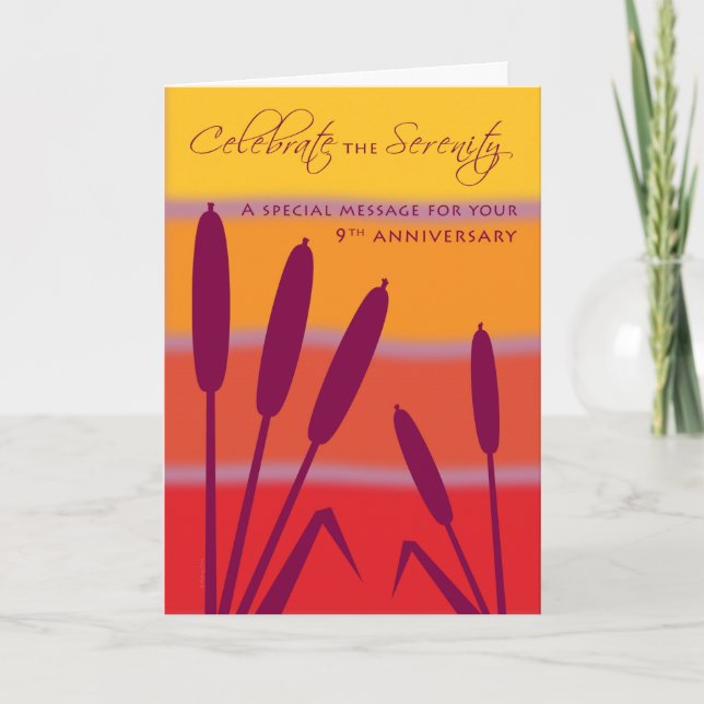 12 Step Birthday Anniversary 9 Years Clean Sober Card (Front)