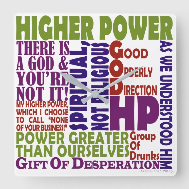 12 Step Higher Power Square Wall Clock (Front)