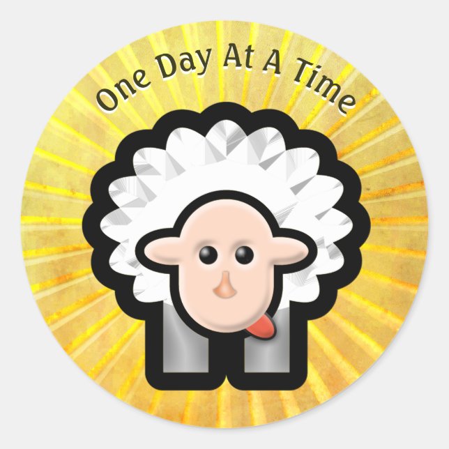 12-Step Lamb in Sunshine - Personalized Classic Round Sticker (Front)