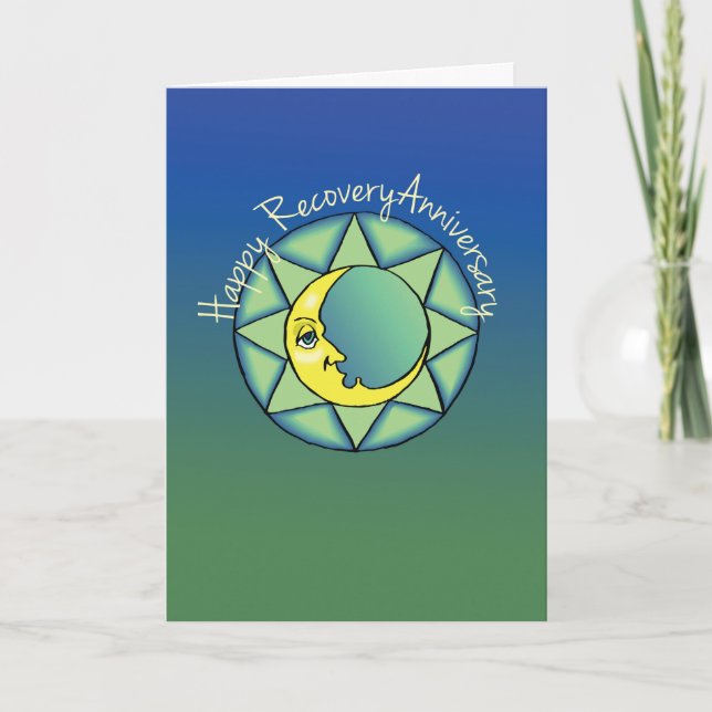 12 Step Recovery Anniversary with Moon Card (Front)
