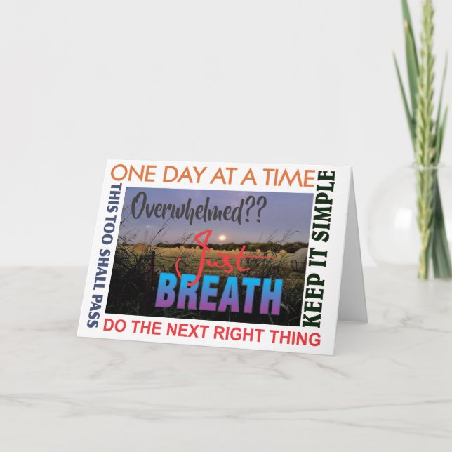 12 step recovery just breathe greeting card 25 (Front)