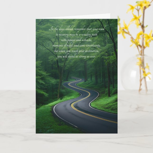 12 Step Recovery Long Winding Forest Road Card (Yellow Flower)