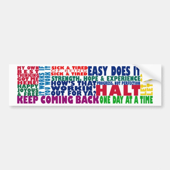 12 Step Recovery Slogans Bumper Sticker (Front)