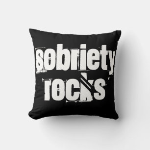 12 Step Recovery Sobriety Slogan Alcoholic Addict Throw Pillow