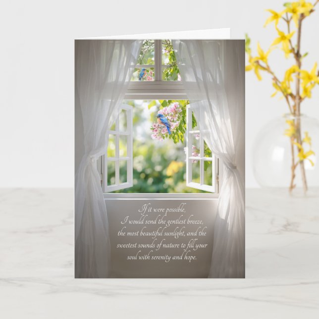 12 Step Recovery Window Light and Bluebirds Card (Yellow Flower)
