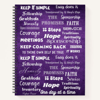 12 Step Recovery Words & Slogans Notebook