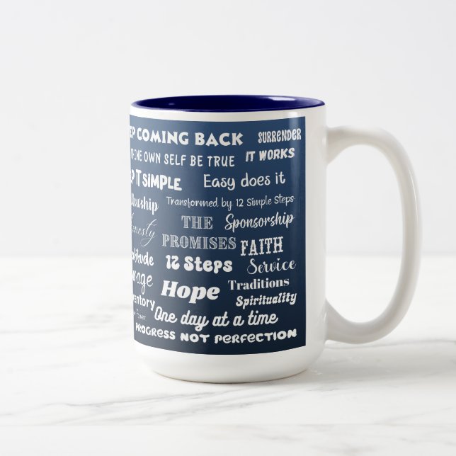 12 Step Recovery Words & Slogans Two-Tone Coffee Mug (Right)