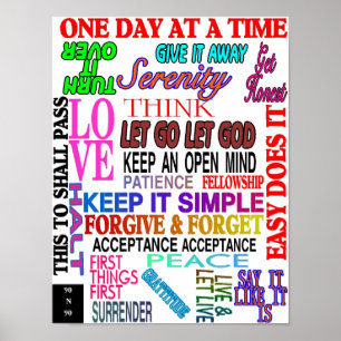 12 step slogans in colour poster