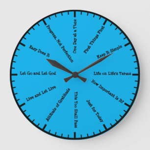 12 Step Sobriety Alcoholics Blue Wall Clock