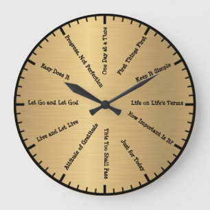 12 Step Sobriety Clean & Sober Slogans Gold Clock