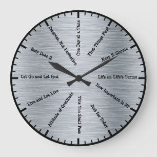 12 Step Sobriety Clean & Sober Slogans Slvr Clock