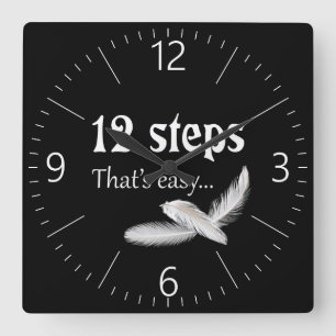 12 steps square wall clock