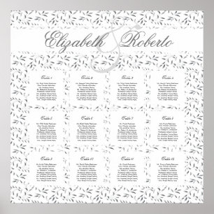 12 Table 80 to 120 guest Wedding Seating Chart