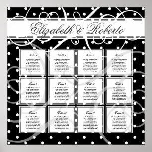 12 Table 80 to 120 guest Wedding Seating Chart