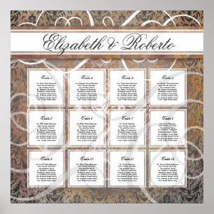 12 Table 80 to 120 guest Wedding Seating Chart