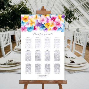 12 Table Colourful Floral Wedding Seating Chart