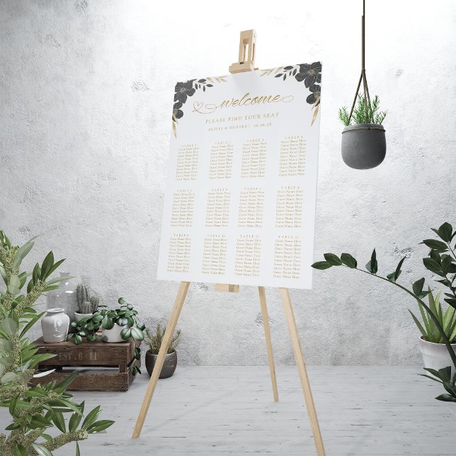 12 Table Elegant White Wedding Seating Chart Board (12 Table Elegant White Wedding Seating Chart Board)