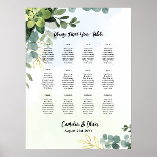 12 Table Greenery Eucalyptus PHOTO Seating Chart