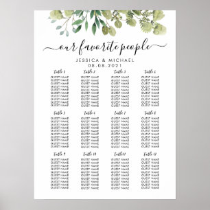 12 Table Large Wedding Guest Seating Chart