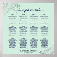 12 Table Mint Green & Navy Wedding Seating Chart
