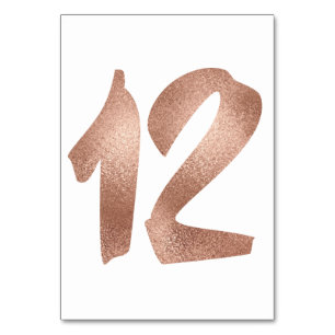 12 Table  Number White Metallic Pink Rose Gold
