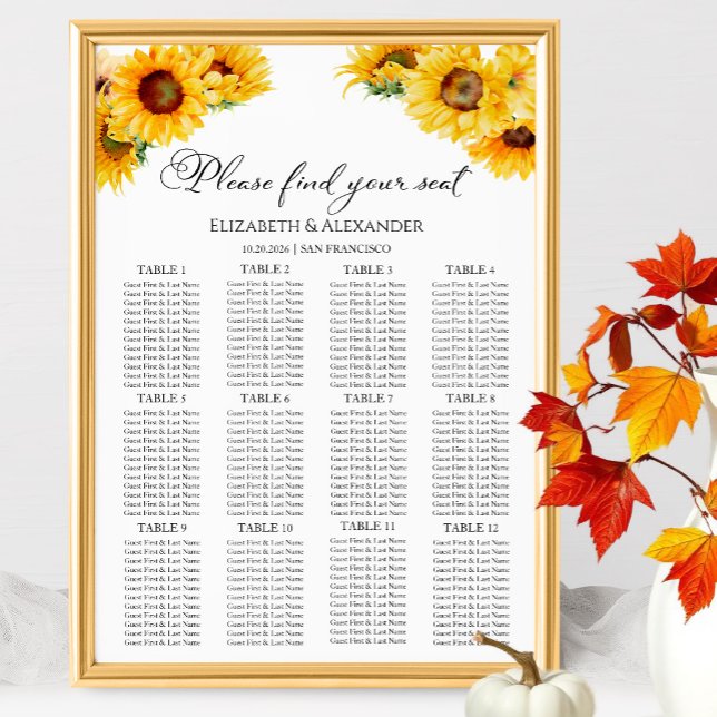 12 Tableau Mariage de automne de tournesol (Créateur téléchargé)