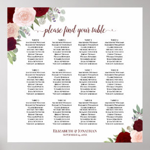 12 Tableau Mariage floral rouge et rose