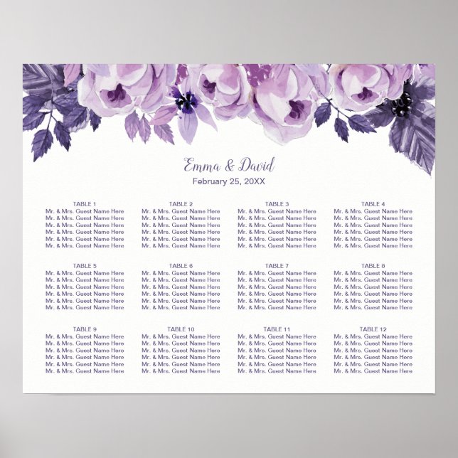 12 Tableaux Plumes violettes Mariage Tableau de si (Devant)