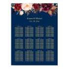 12 Tables Burgundy Floral Wedding Seating Chart