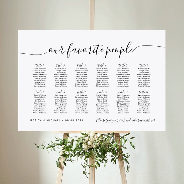 12 Tables Modern Our Favourite People Seating Char Poster (Creator Uploaded)