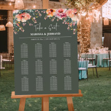 12 Tables Sage Green Floral Wedding Seating Chart