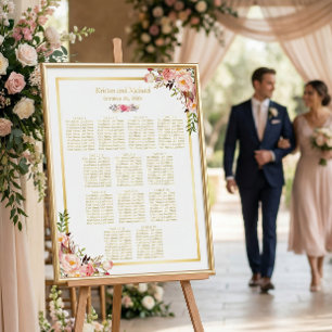 12 Tables Wedding Seating Chart Classy Chic Floral