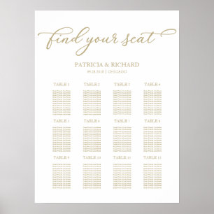 12 Tables Wedding Seating Plan Chic Script Poster