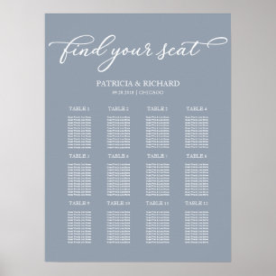 12 Tables Wedding Seating Plan Dusty Blue Sign