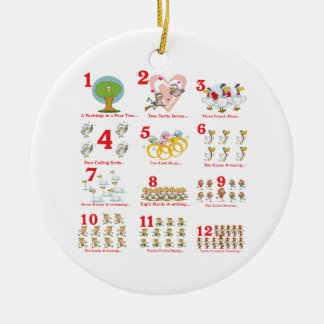 12 twelves days of christmas complete ceramic ornament