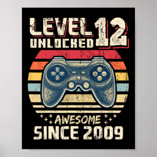 12 Unlocked Awesome 2009 Video Game 12th Birthday Poster