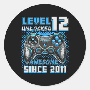 12 Unlocked Awesome 2011 Video Game 12th Birthday Classic Round Sticker
