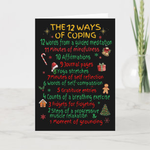 12 Ways Of Coping Funny Christmas Mental Health Card