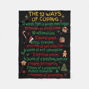 12 Ways Of Coping Funny Christmas Mental Health Fleece Blanket