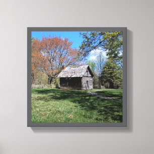12" x 12" Rustic Log Cabin Canvas Print