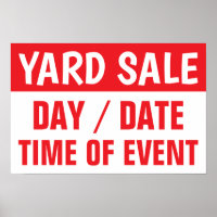 12" X 18" Yard Sale Informational Paper Poster