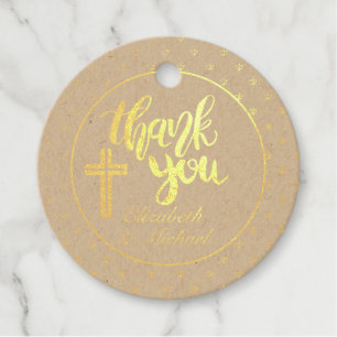 12 x Shiny REAL GOLD FOIL Thank You BAPTISM Favour Tags