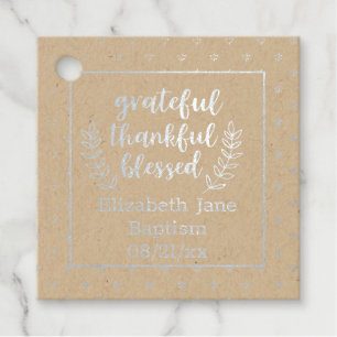 12 x Shiny REAL SILVER FOIL Thank You BAPTISM Favour Tags